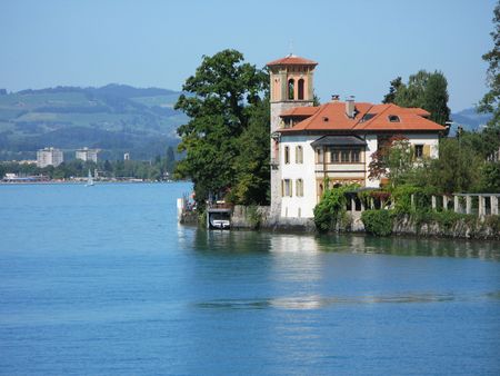 Old mansion in Oberhofen at the lake Thun. Switzerlandの写真素材