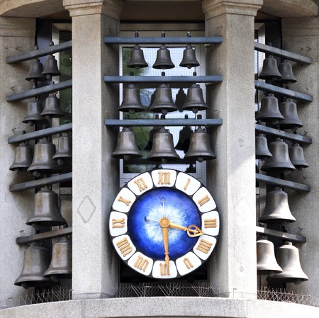 Famous clock on Bahnhofstrasse in Zurich, Switzerlandの写真素材