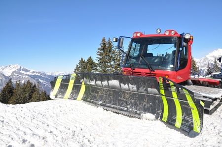 Snowplow in Pizol, famous Swiss skiing resort の写真素材