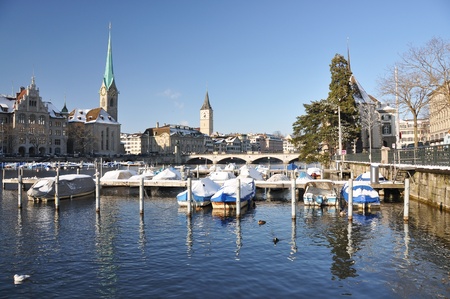Winter view of Zurichの写真素材
