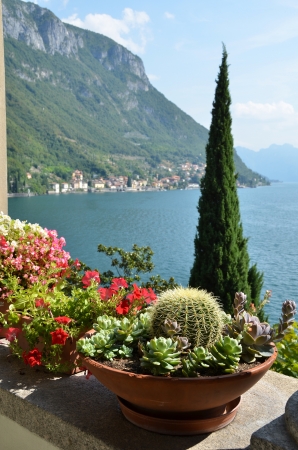 Lake Como from villa Monastero  Italy の写真素材