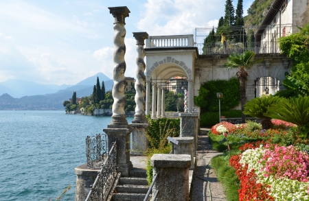 View to the lake Como from villa Monastero  Italy のeditorial素材