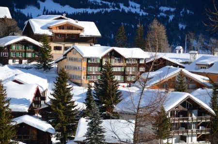 Muerren, famous Swiss skiing resortのeditorial素材