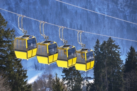 Gondolas of cable road  Switzerlandの写真素材