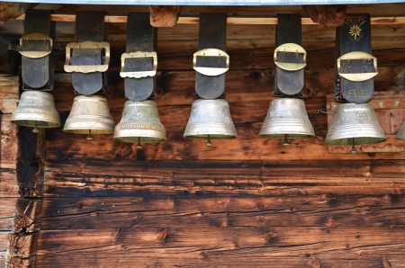 Traditional Swiss cowbellsの写真素材
