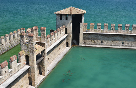 Old fortress of Sirmione town, Garda lake, Italyのeditorial素材
