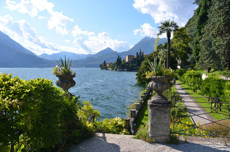 View to the lake Como from villa Monastero. Italy の写真素材