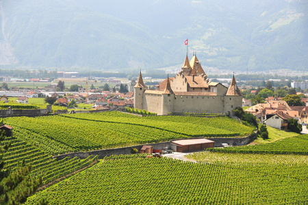 Famous castle Chateau d'Aigle in canton Vaud, Switzerlandのeditorial素材