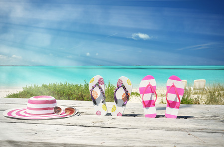 Beach scene, Great Exuma, Bahamasの写真素材