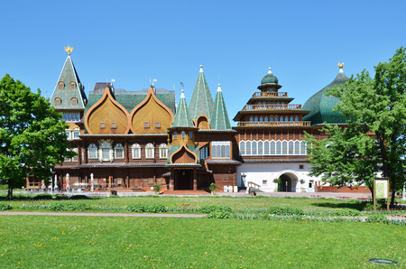 Palace of the tsar Alexey Mikhailovich (a historical reconstruction). Park Kolomenskoe, Moscow, Russiaのeditorial素材