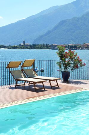 Sundeds against Como lake, Italyの写真素材