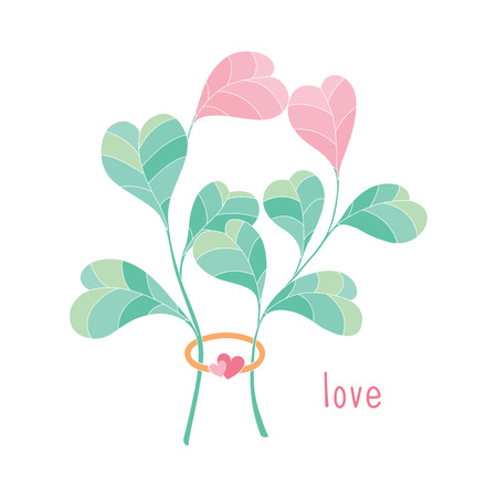 Hearts leaves and hearts flowers, vector illustration.のイラスト素材