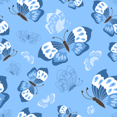 Seamless cute butterflies pattern. Vector illustration.のイラスト素材