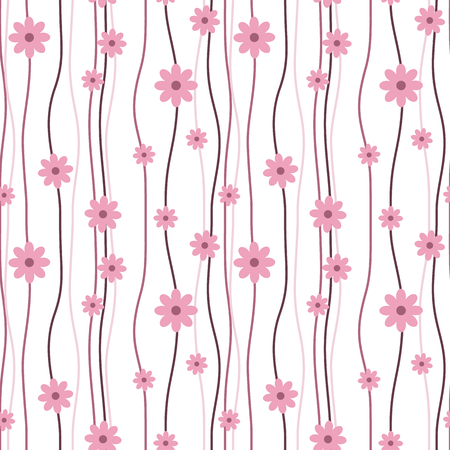 Seamless pink flowers pattern. Cute floral texture. Vector illustration.のイラスト素材