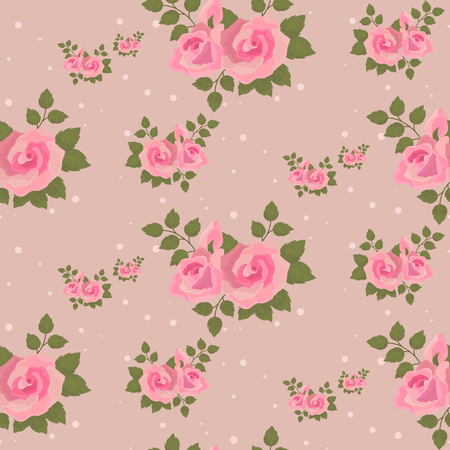 Seamless pink roses pattern, vector illustration.のイラスト素材