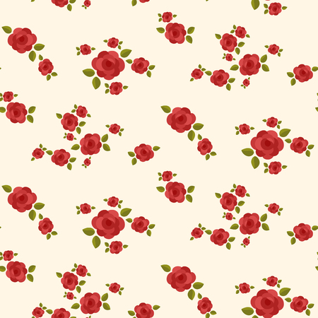 Seamless red roses pattern, flowers texture, vector illustrationのイラスト素材
