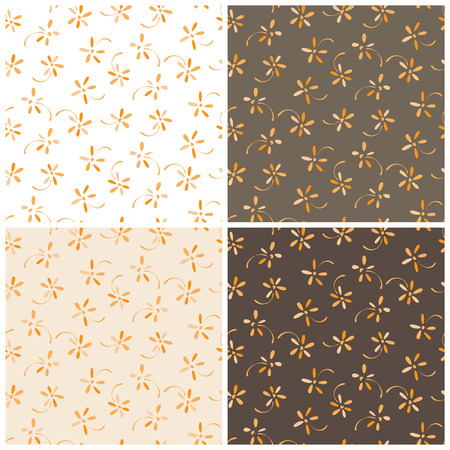Seamless orange flowers pattern, cute floral texture, vector illustrationのイラスト素材