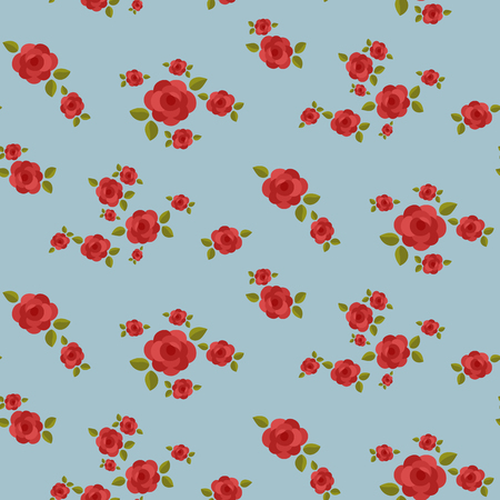 Seamless red roses pattern, flowers texture, vector illustrationのイラスト素材