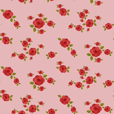 Seamless red roses pattern, flowers texture, vector illustrationのイラスト素材