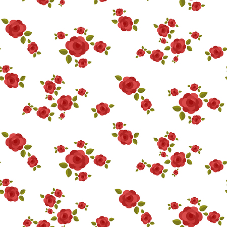 Seamless red roses pattern, flowers texture, vector illustrationのイラスト素材