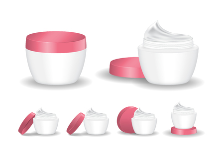 Cream jar isolated on white background. Skin care product package, vector illustration.のイラスト素材