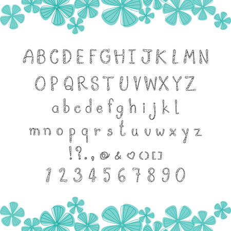 Cute alphabet on white background, vector illustration.のイラスト素材