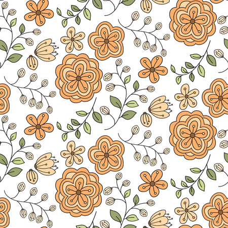 Pattern with cute floral, yellow flowers background, vector illustrationのイラスト素材