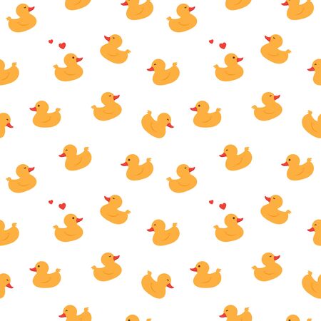 Seamless pattern with cute yellow ducks. Vector illustration.のイラスト素材