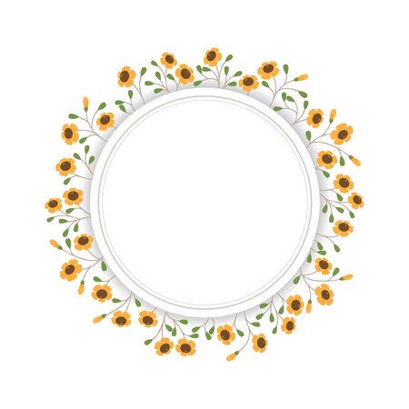 Badge with Flowers. Banner background template with cute floral. Vector illustration.のイラスト素材