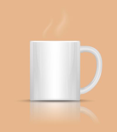 Coffee cup with hot steam. White ceramic mug. Vector Illustration.

のイラスト素材