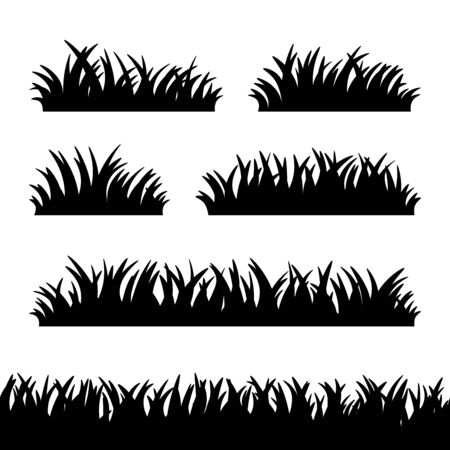 Set of grass silhouettes on the white background. Vector illustration.のイラスト素材