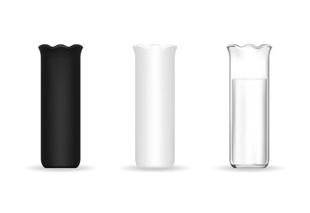 Set of ceramic vase in different color (black, white and transparent). Vector illustration.のイラスト素材