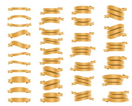 Ribbons banners isolated on white background. Collection of cute tape. Vector Illustration.のイラスト素材