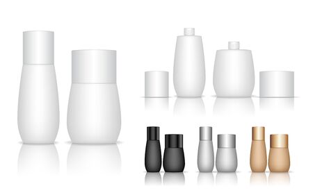 Cosmetic bottle. Liquid container for gel, lotion, cream, shampoo, bath foam. Beauty product package. Vector illustration.のイラスト素材