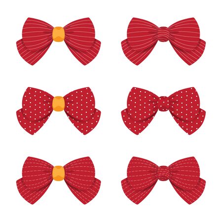 Collection of shiny ribbon bow isolated on white background. Vector Illustration.のイラスト素材