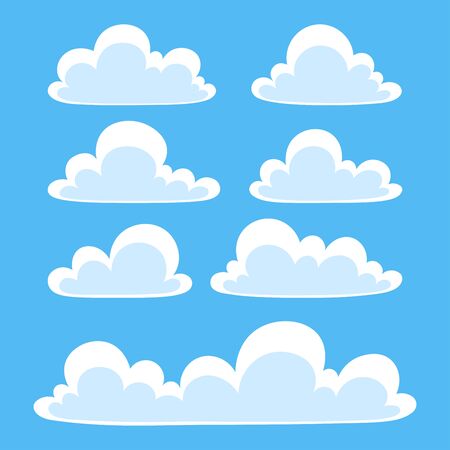 Flat clouds set in the blue sky. Vector Illustration.のイラスト素材