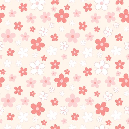 Seamless pattern with cute floral, flowers background. Vector illustration.のイラスト素材