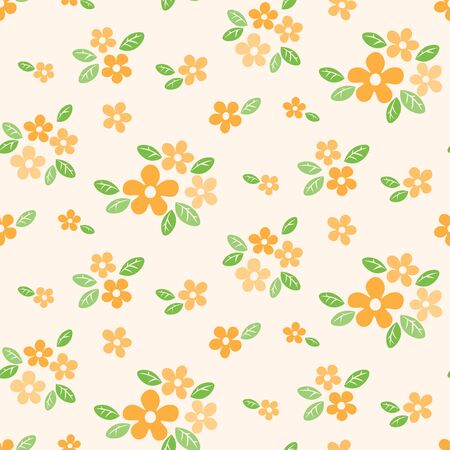 Seamless pattern with cute floral, flowers background. Vector illustration.のイラスト素材