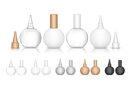 Cosmetic plastic bottle. Liquid container for gel, lotion, cream, skincare, medicine. Beauty product package. Vector illustration.のイラスト素材