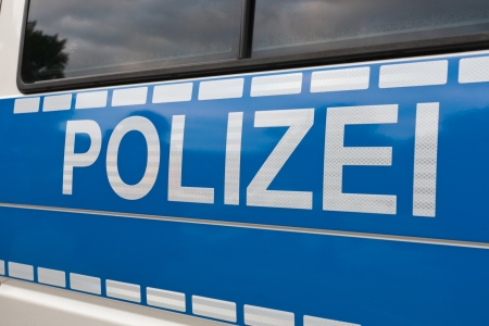 German Police  Polizei  on a carの写真素材