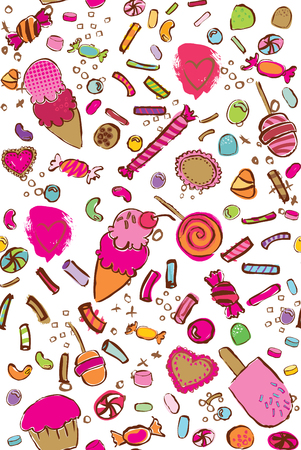 Vector candies seamless pattern background. Perfect as a Halloween themeのイラスト素材