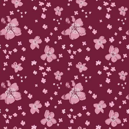 Sophisticated vector pink and magenta floral seamless pattern background. Summery, festive and fun. Great for backgrounds, wallpapers and textures on invitations, gift wrap and stationery.のイラスト素材