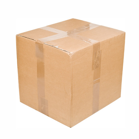 closed carton box isolated on white background