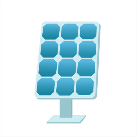 Solar battery. Photovoltaic panel. Solar cell. Sun energy concept. Isolated flat vector illustration.のイラスト素材