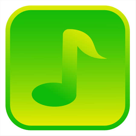 Musical note icon. Isolated web icon. Logo design. Flat vector illustration in green gradient color.のイラスト素材
