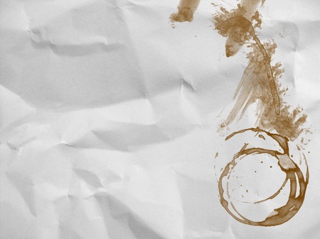 white crumpled paper with coffee stainedの写真素材