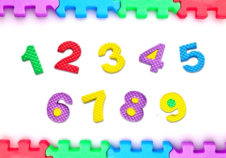 Frame puzzle with number on white background の写真素材
