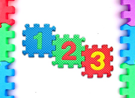 Frame puzzle with number on white background の写真素材