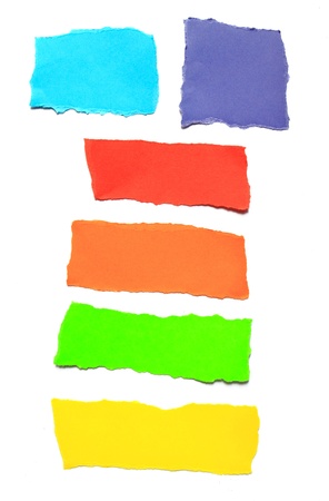 pieces of torn papers various color isolatedの写真素材