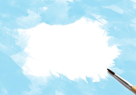 abstract blue watercolor on white with brushの写真素材